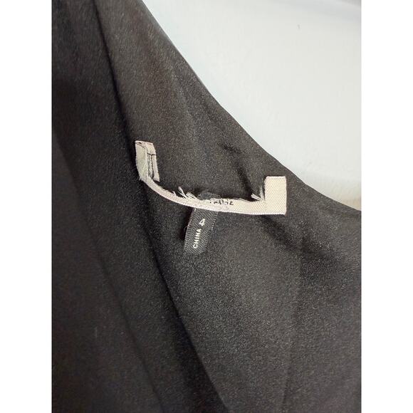 Halston Heritage One-Shoulder Draped Satin-Paneled Crepe Gown Black Dress Sz 4 - Picture 12 of 16